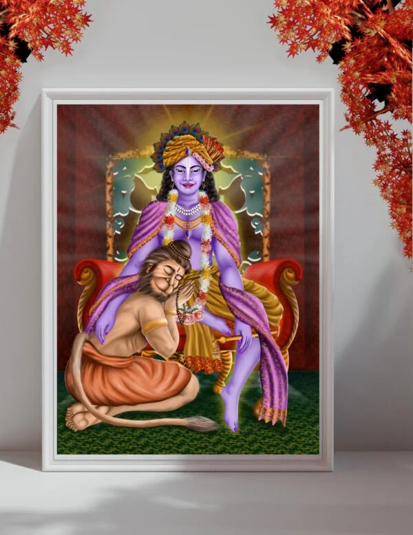 " एक मुलाक़ात "( When Hanuman Ji meets Lord Krishna ) downloadable digital artwork - Image 4