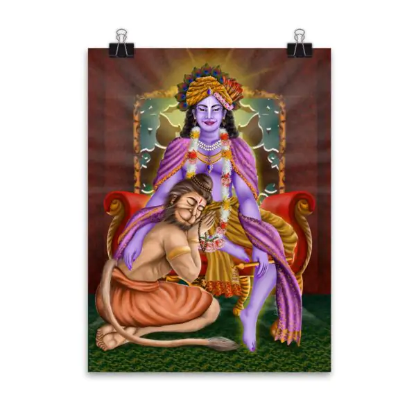 " एक मुलाक़ात "( When Hanuman Ji meets Lord Krishna ) downloadable digital artwork